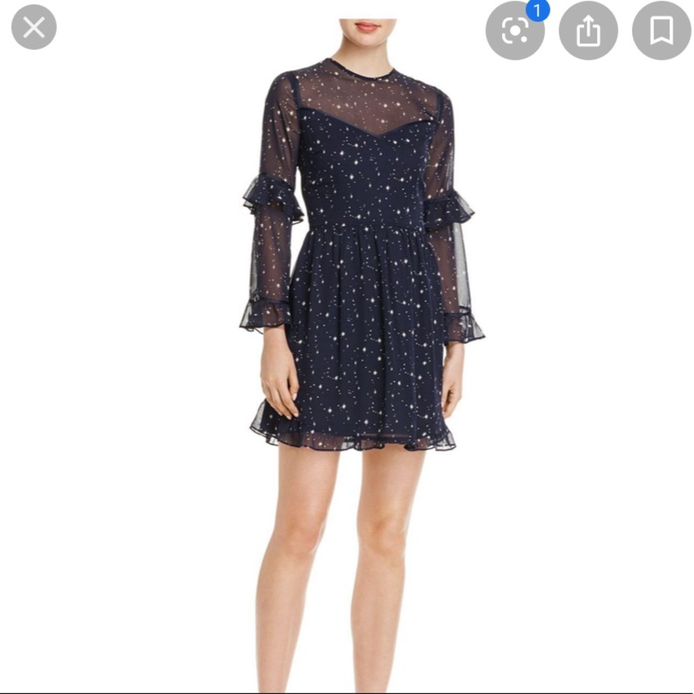 Blue Star Print Ruffle Dress (Bloomingdale’s Aqua)